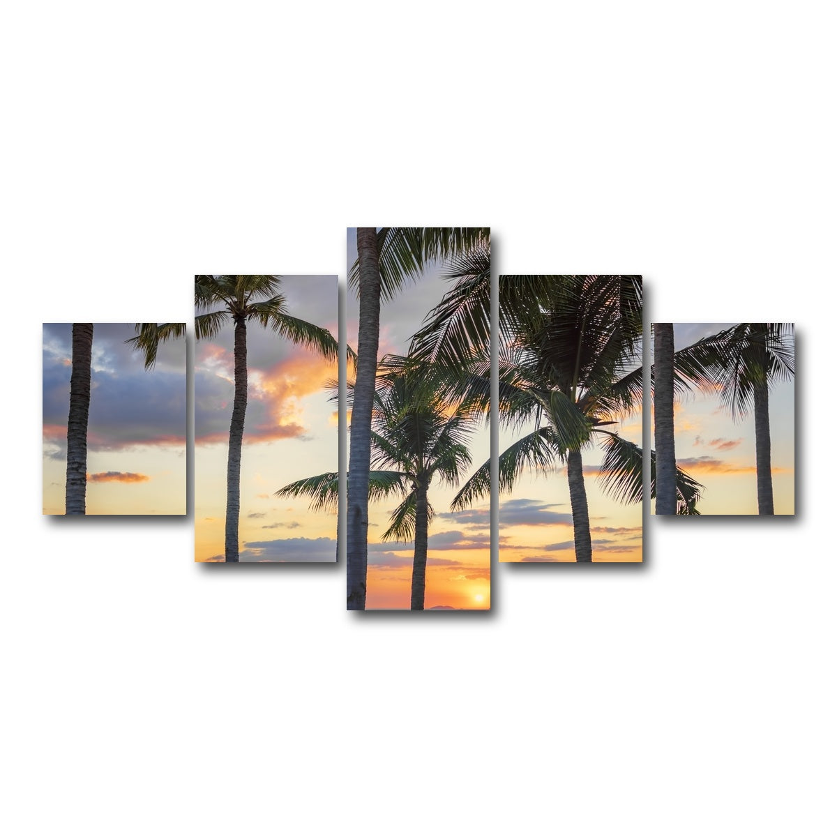 AUTO-MOCKUP WHITE | Jomtien Sunset | 5 Piece | Gallery Wrap Canvas | group=5_short