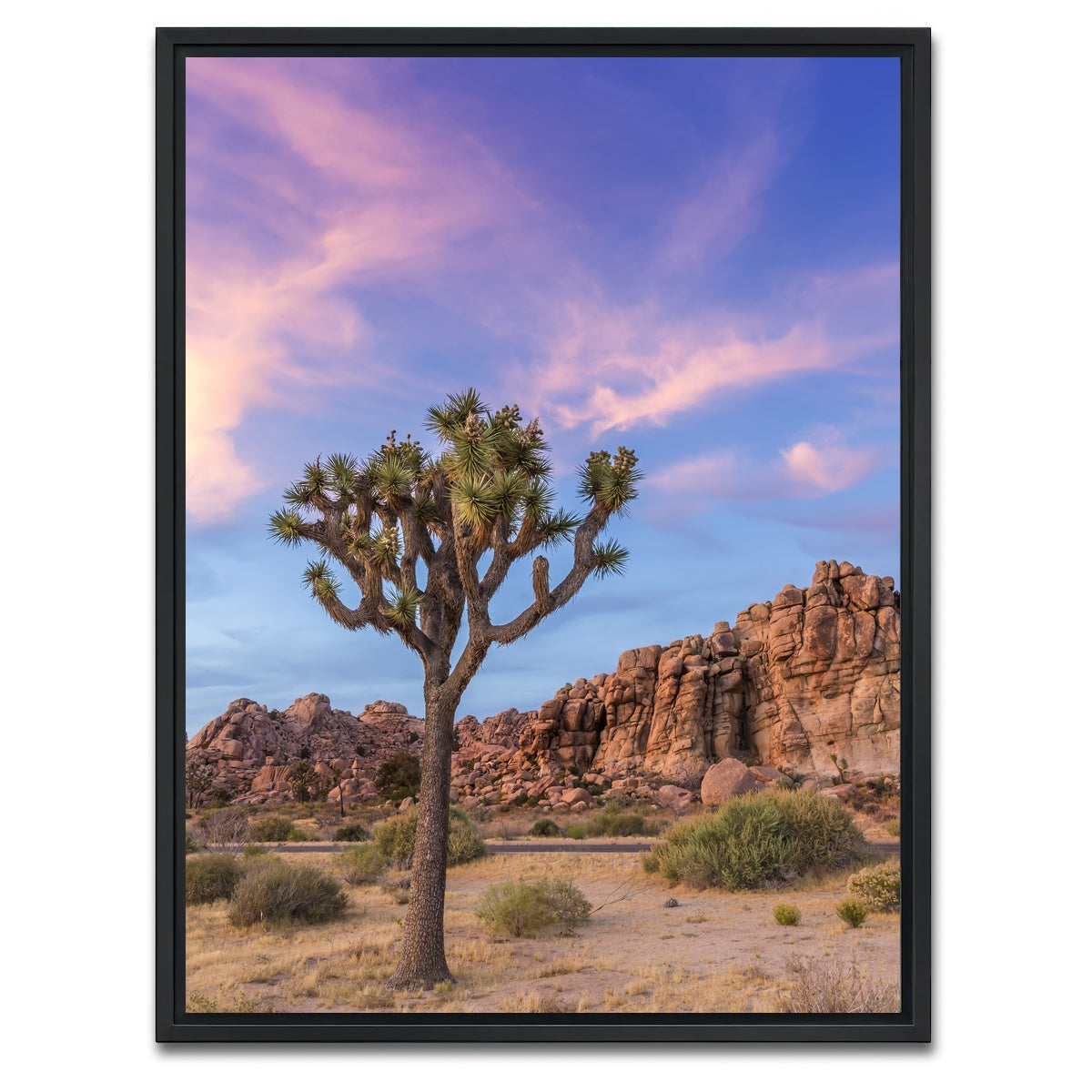 AUTO-MOCKUP WHITE | Joshua Tree Evening Atmosphere | 1 Piece | Black Framed Canvas | group=3x4