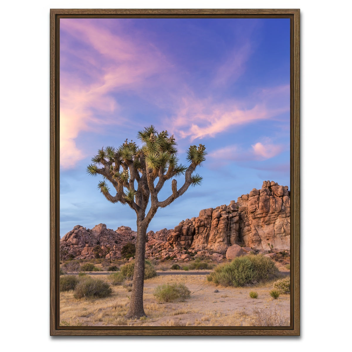 AUTO-MOCKUP WHITE | Joshua Tree Evening Atmosphere | 1 Piece | Walnut Framed Canvas | group=3x4