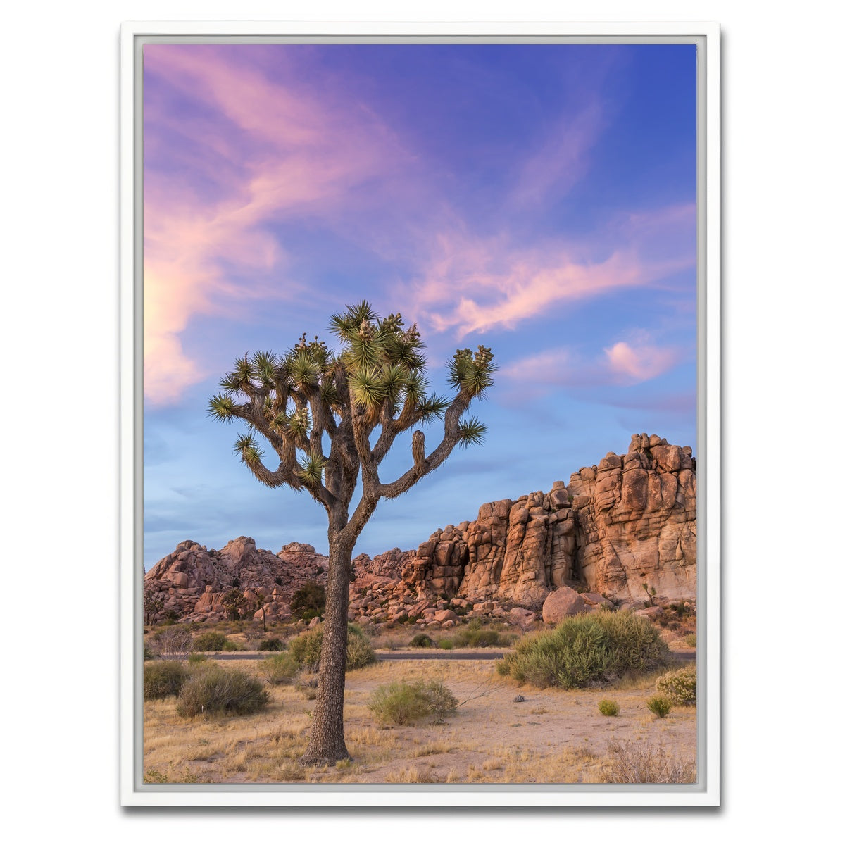 AUTO-MOCKUP WHITE | Joshua Tree Evening Atmosphere | 1 Piece | White Framed Canvas | group=3x4