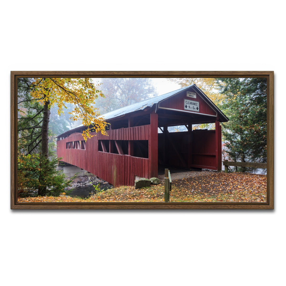 AUTO-MOCKUP WHITE | Josiah Hess Covered Bridge | 1 Piece | Walnut Framed Canvas | group=2x1