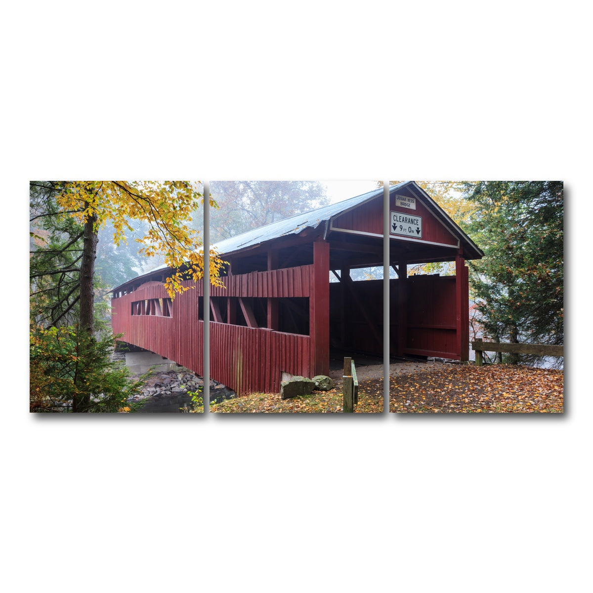 AUTO-MOCKUP WHITE | Josiah Hess Covered Bridge | 3 Piece | Gallery Wrap Canvas | group=18x24