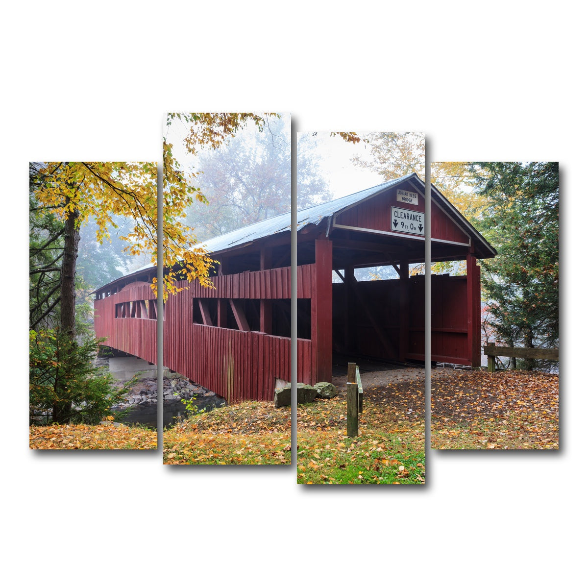AUTO-MOCKUP WHITE | Josiah Hess Covered Bridge | 4 Piece | Gallery Wrap Canvas | group=4_normal