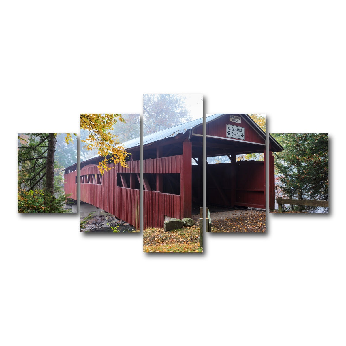AUTO-MOCKUP WHITE | Josiah Hess Covered Bridge | 5 Piece | Gallery Wrap Canvas | group=5_short