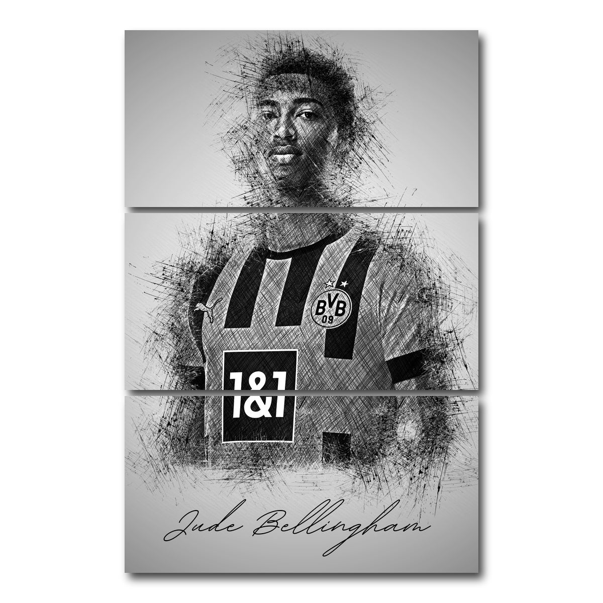 AUTO-MOCKUP WHITE | Jude Bellingham | 3 Piece | Gallery Wrap Canvas | group=12x24_stacked