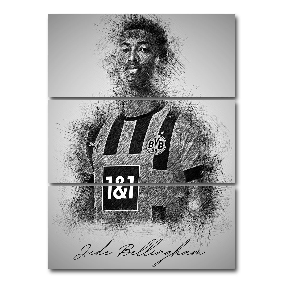 AUTO-MOCKUP WHITE | Jude Bellingham | 3 Piece | Gallery Wrap Canvas | group=8x18_stacked