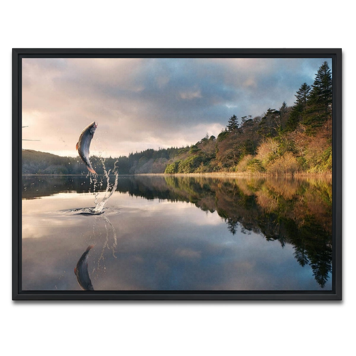 AUTO-MOCKUP WHITE | Jumping Fish | 1 Piece | Black Framed Canvas | group=4x3