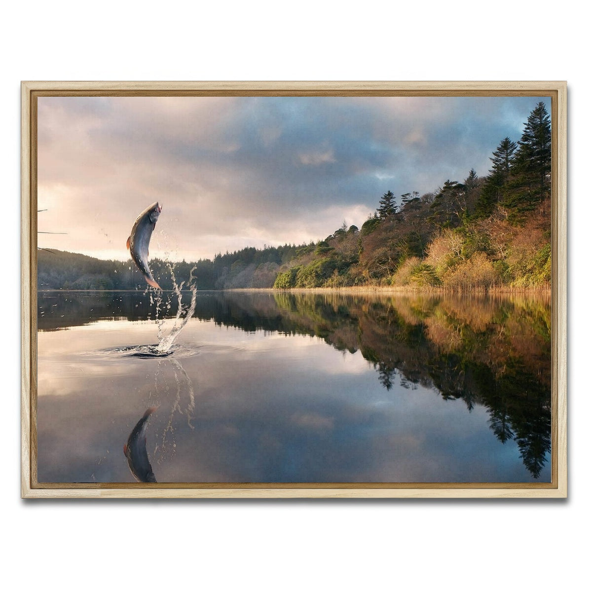 AUTO-MOCKUP WHITE | Jumping Fish | 1 Piece | Natural Framed Canvas | group=4x3