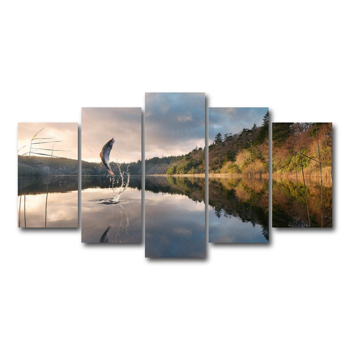AUTO-MOCKUP WHITE | Jumping Fish | 5 Piece | Gallery Wrap Canvas | group=5_normal