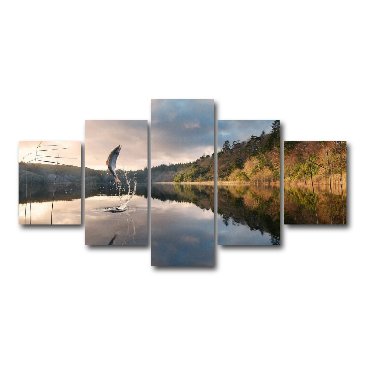 AUTO-MOCKUP WHITE | Jumping Fish | 5 Piece | Gallery Wrap Canvas | group=5_short