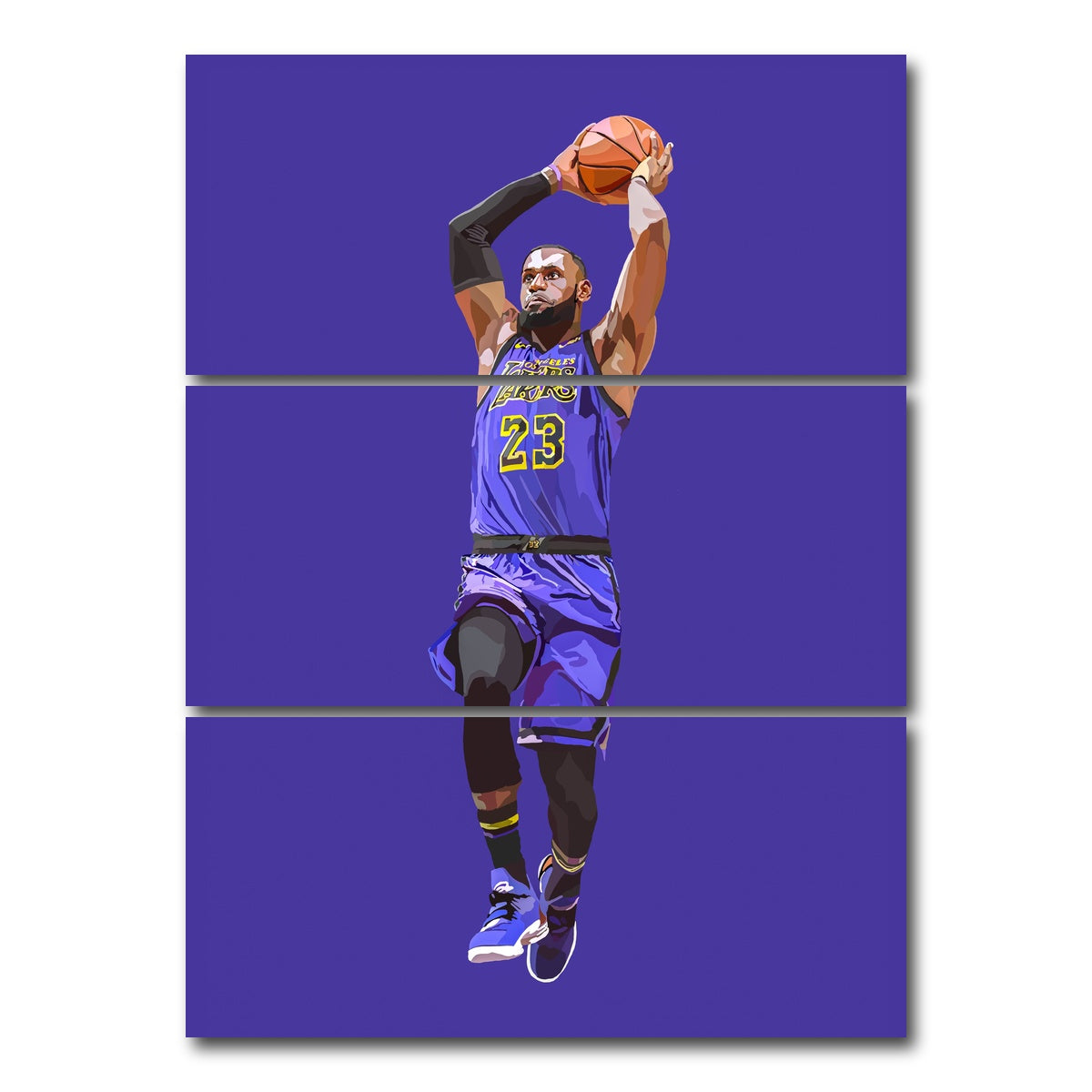 AUTO-MOCKUP WHITE | Jumping Lebron | 3 Piece | Gallery Wrap Canvas | group=8x18_stacked