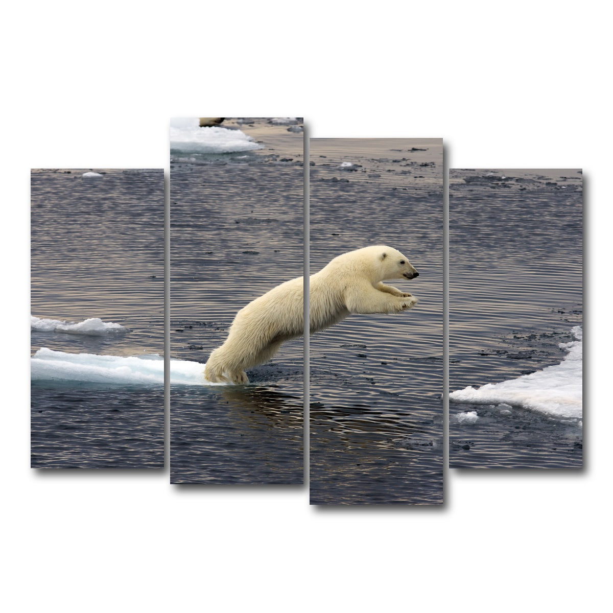 AUTO-MOCKUP WHITE | Jumping Polar bear | 4 Piece | Gallery Wrap Canvas | group=4_normal