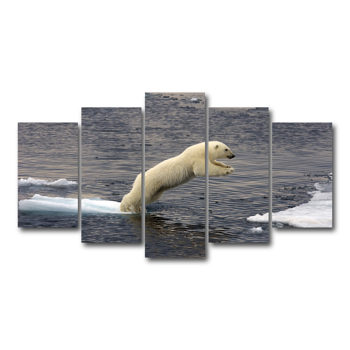 AUTO-MOCKUP WHITE | Jumping Polar bear | 5 Piece | Gallery Wrap Canvas | group=5_normal