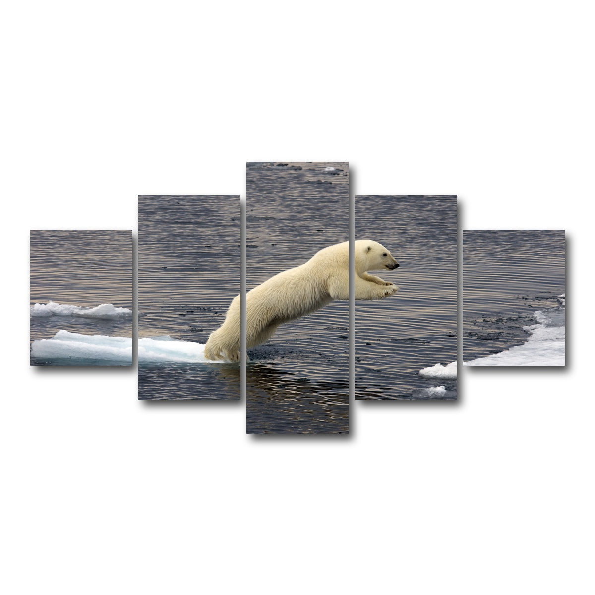 AUTO-MOCKUP WHITE | Jumping Polar bear | 5 Piece | Gallery Wrap Canvas | group=5_short