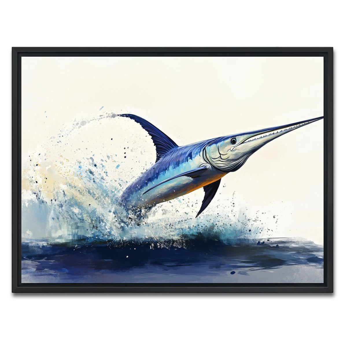 AUTO-MOCKUP WHITE | Jumping swordfish | 1 Piece | Black Framed Canvas | group=4x3