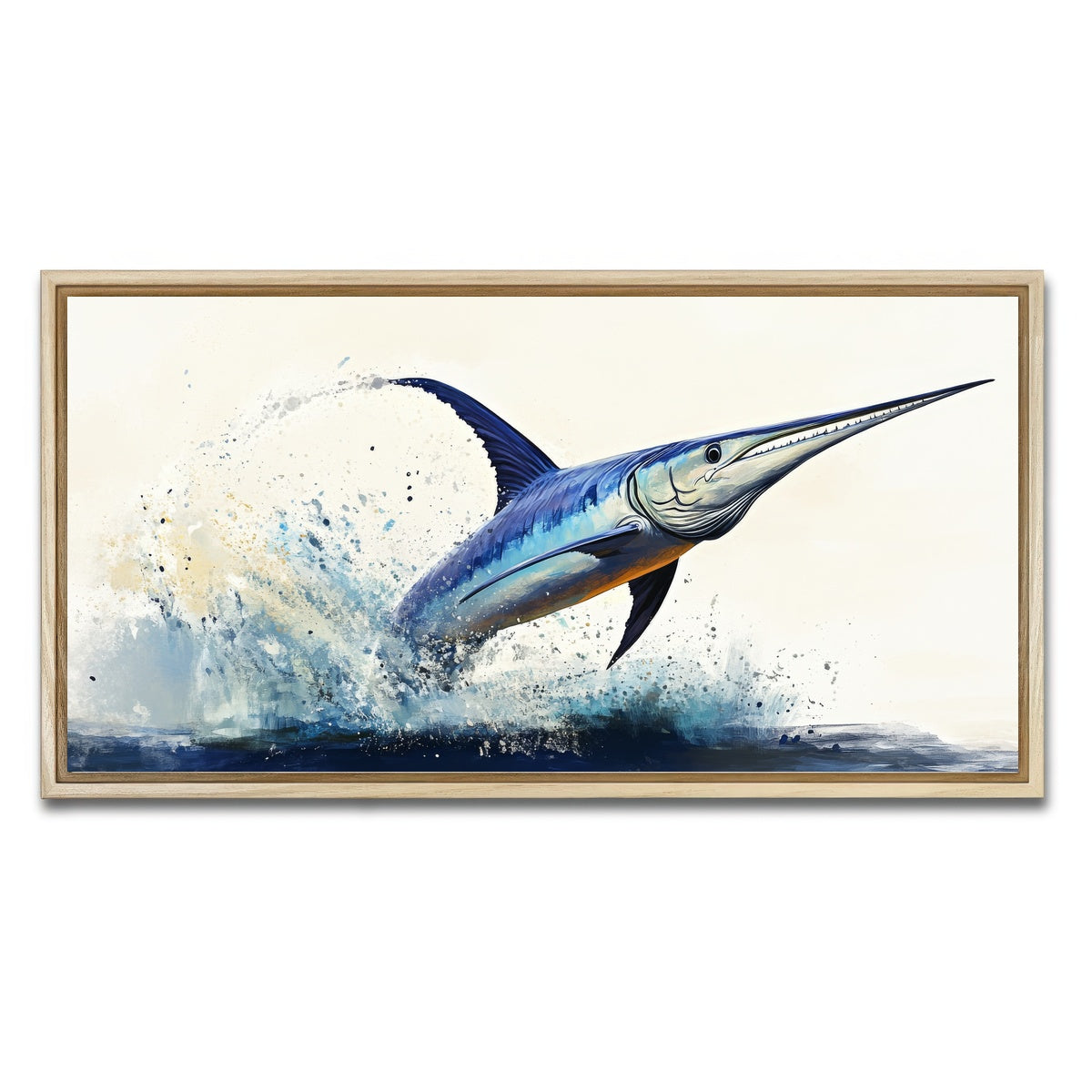 AUTO-MOCKUP WHITE | Jumping swordfish | 1 Piece | Natural Framed Canvas | group=2x1