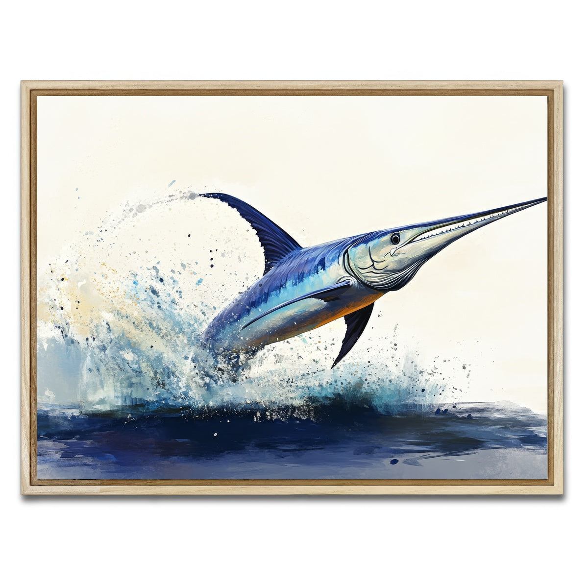 AUTO-MOCKUP WHITE | Jumping swordfish | 1 Piece | Natural Framed Canvas | group=4x3