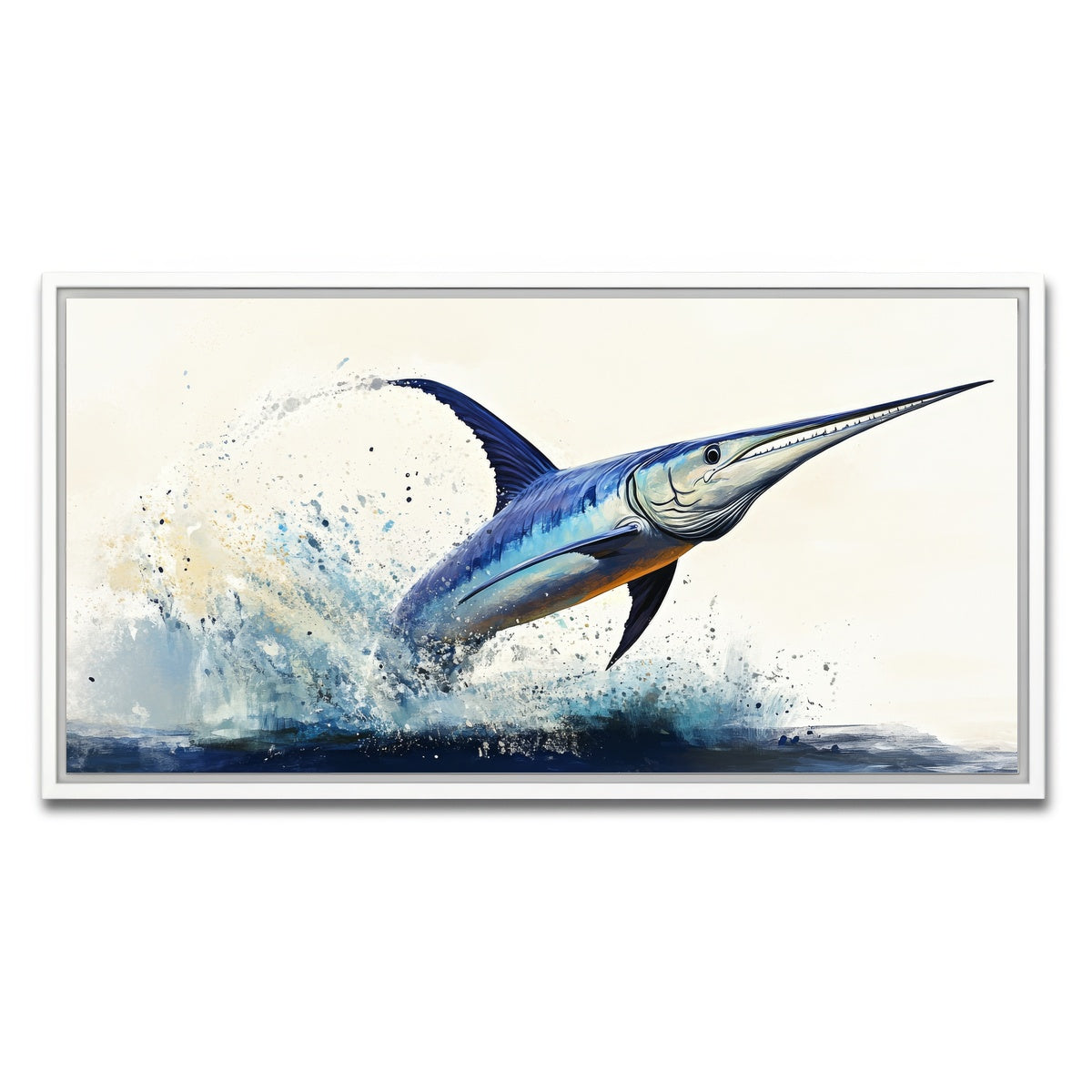 AUTO-MOCKUP WHITE | Jumping swordfish | 1 Piece | White Framed Canvas | group=2x1