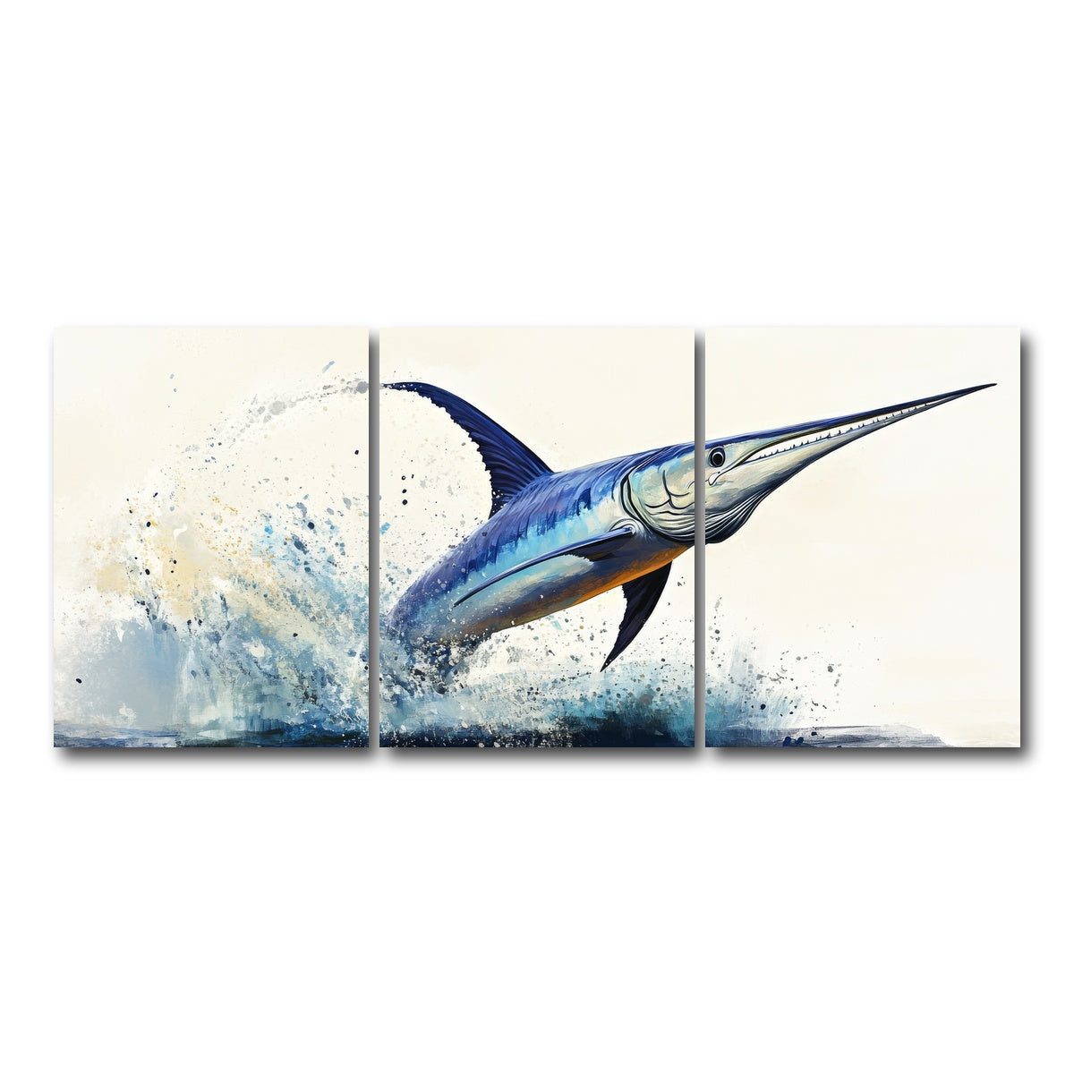 AUTO-MOCKUP WHITE | Jumping swordfish | 3 Piece | Gallery Wrap Canvas | group=18x24