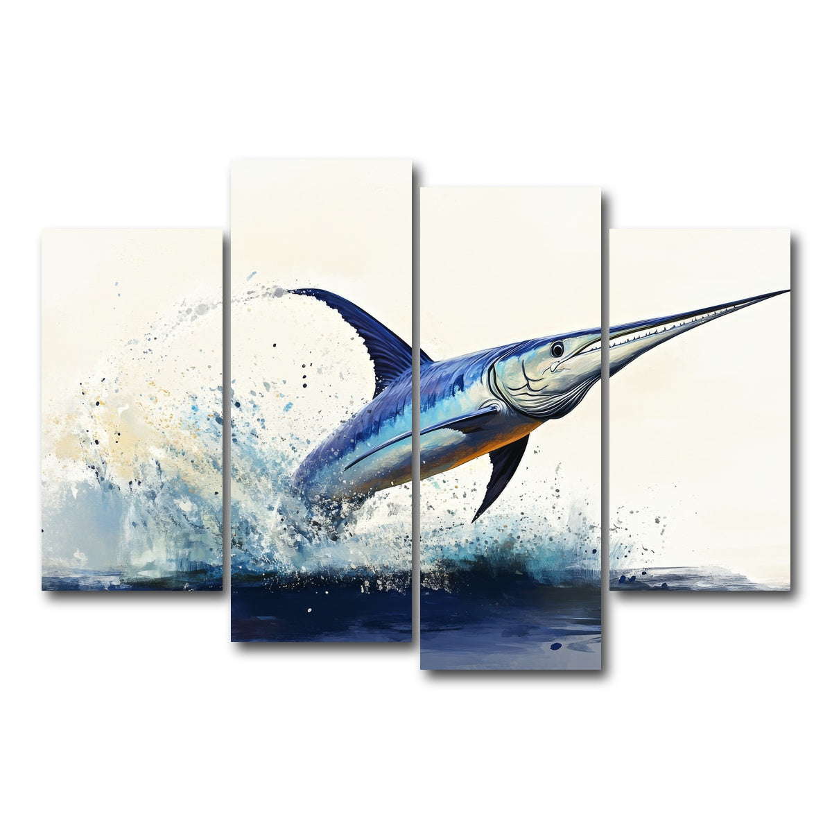 AUTO-MOCKUP WHITE | Jumping swordfish | 4 Piece | Gallery Wrap Canvas | group=4_short