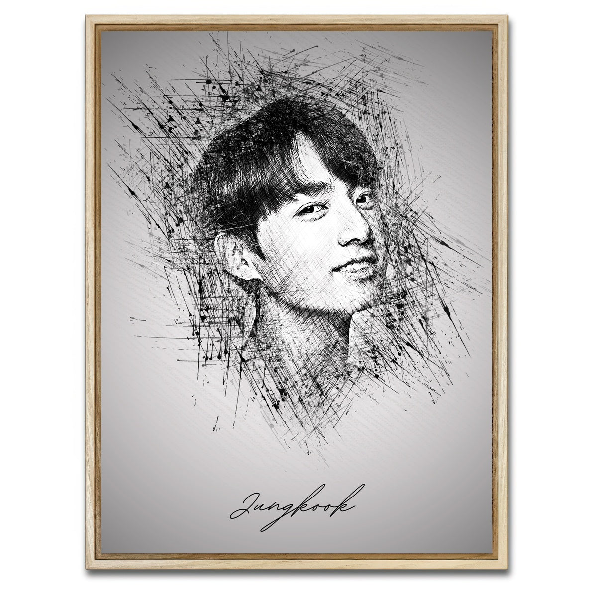 AUTO-MOCKUP WHITE | Jungkook Sketch | 1 Piece | Natural Framed Canvas | group=3x4