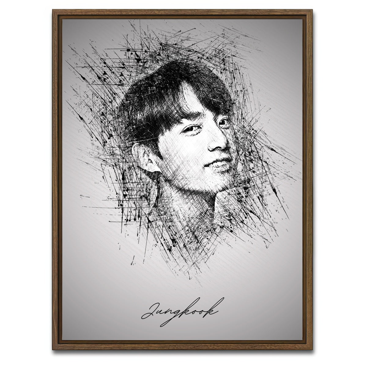 AUTO-MOCKUP WHITE | Jungkook Sketch | 1 Piece | Walnut Framed Canvas | group=3x4