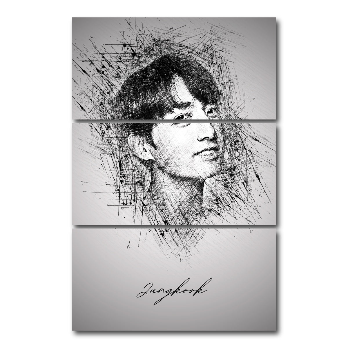 AUTO-MOCKUP WHITE | Jungkook Sketch | 3 Piece | Gallery Wrap Canvas | group=12x24_stacked