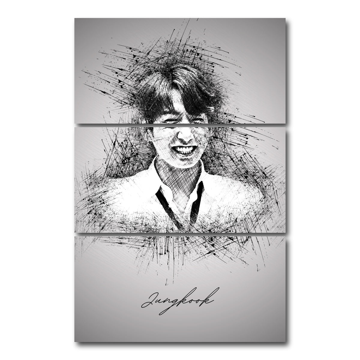 AUTO-MOCKUP WHITE | Jungkook Smile | 3 Piece | Gallery Wrap Canvas | group=12x24_stacked