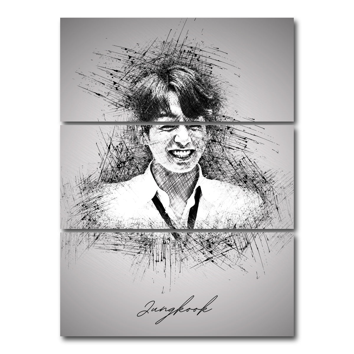 AUTO-MOCKUP WHITE | Jungkook Smile | 3 Piece | Gallery Wrap Canvas | group=8x18_stacked