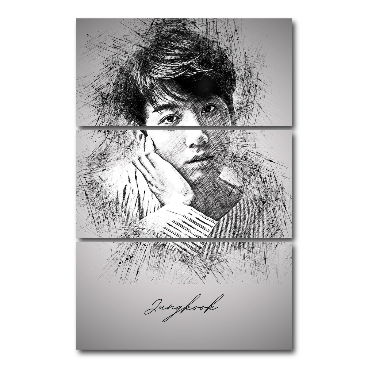 AUTO-MOCKUP WHITE | Jungkook | 3 Piece | Gallery Wrap Canvas | group=12x24_stacked