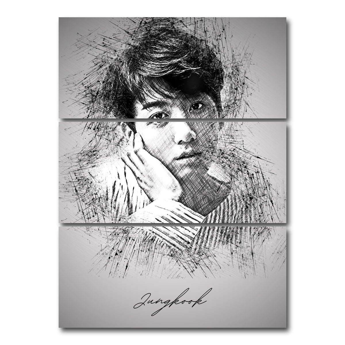 AUTO-MOCKUP WHITE | Jungkook | 3 Piece | Gallery Wrap Canvas | group=8x18_stacked