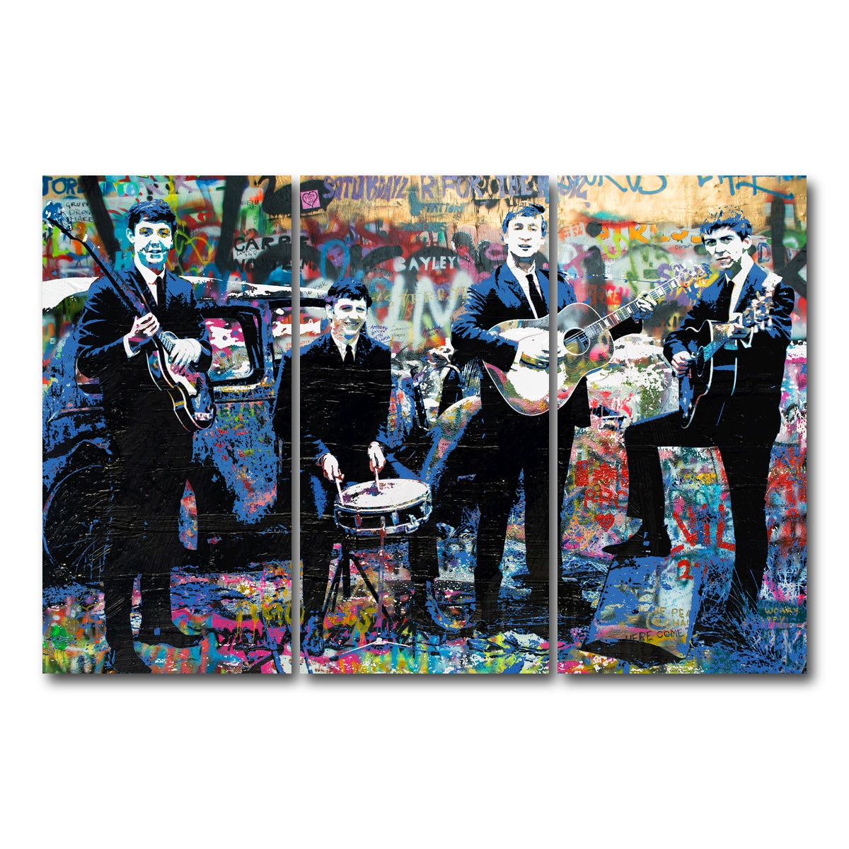 AUTO-MOCKUP WHITE | Junk Yard Beatles | 3 Piece | Gallery Wrap Canvas | group=12x24