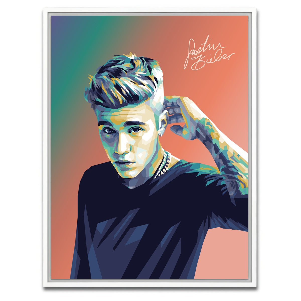 AUTO-MOCKUP WHITE | Justin Bieber Warm Hues | 1 Piece | White Framed Canvas | group=3x4