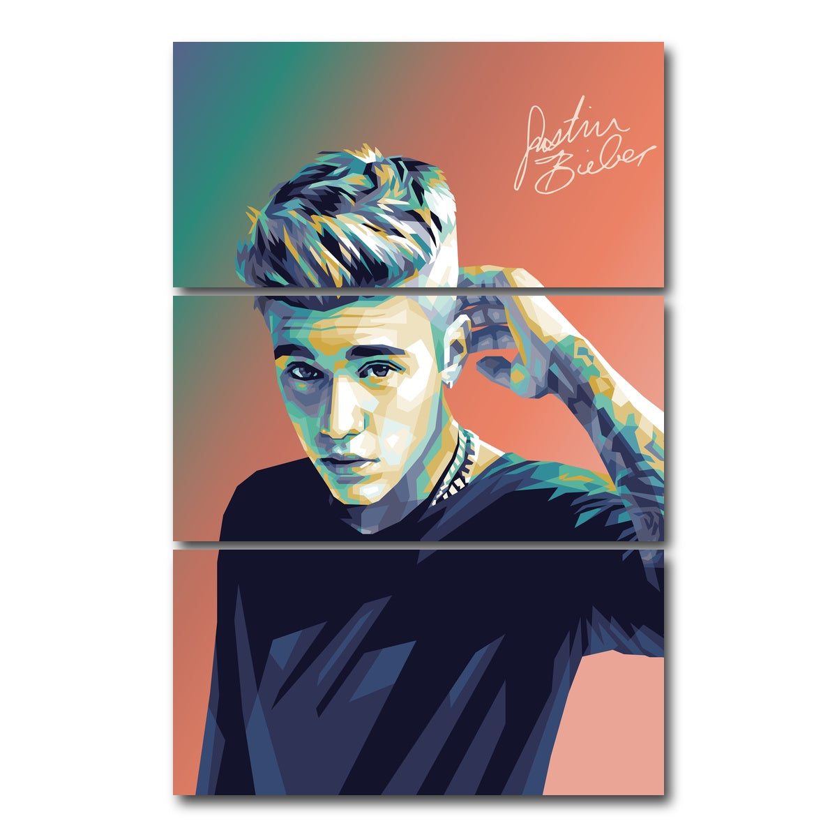 AUTO-MOCKUP WHITE | Justin Bieber Warm Hues | 3 Piece | Gallery Wrap Canvas | group=12x24_stacked