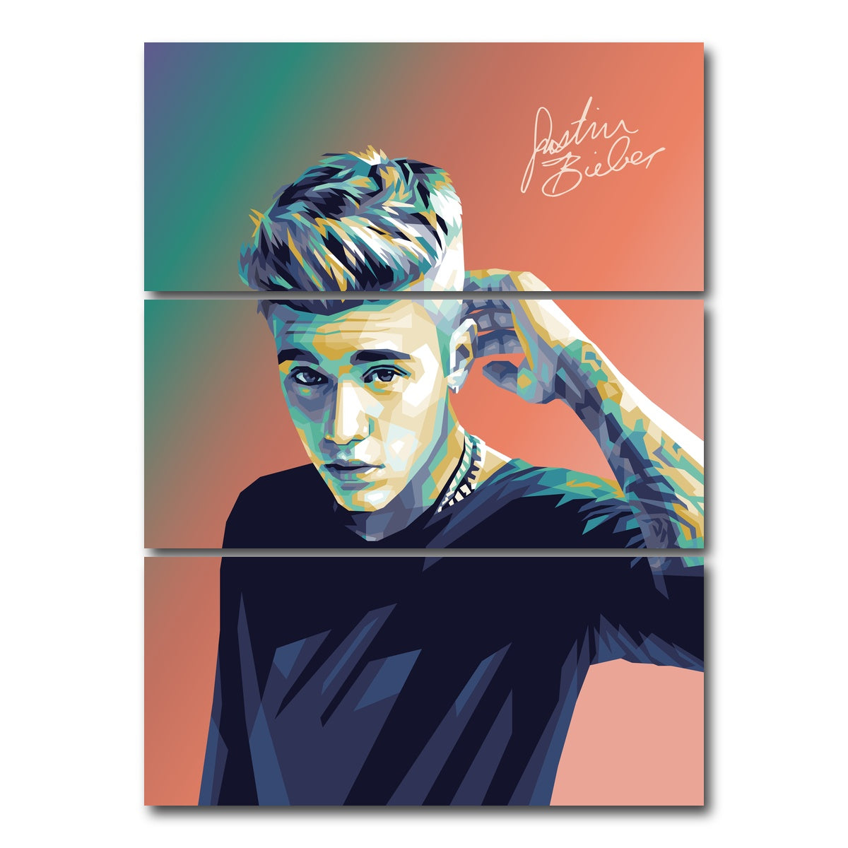 AUTO-MOCKUP WHITE | Justin Bieber Warm Hues | 3 Piece | Gallery Wrap Canvas | group=8x18_stacked