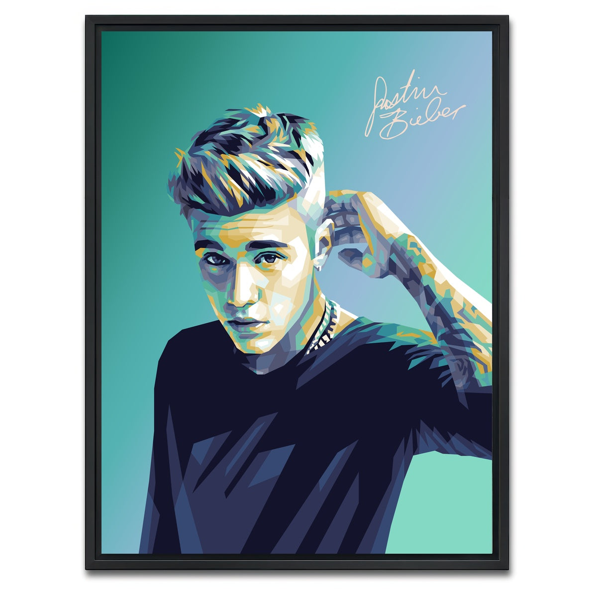AUTO-MOCKUP WHITE | Justin Bieber | 1 Piece | Black Framed Canvas | group=3x4