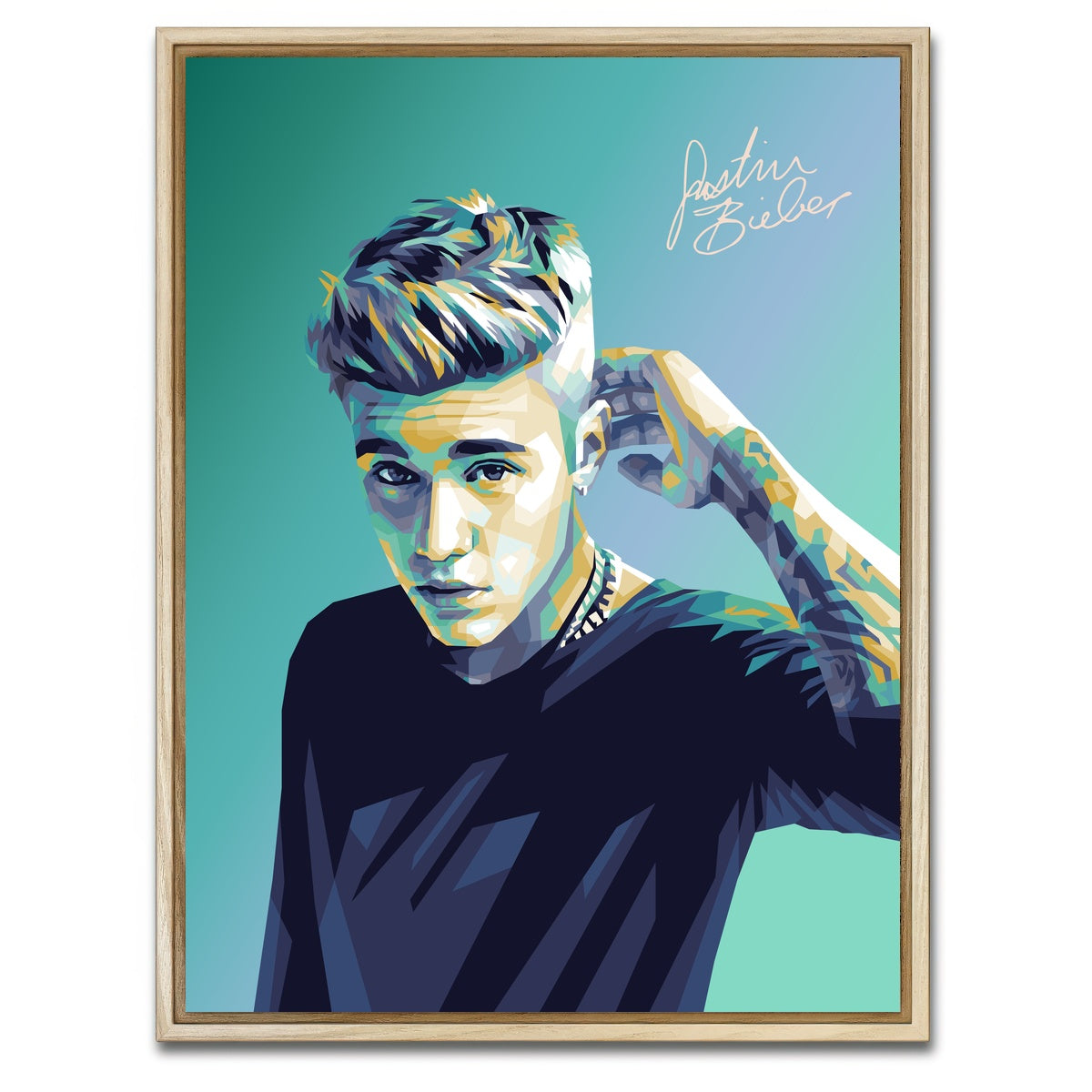 AUTO-MOCKUP WHITE | Justin Bieber | 1 Piece | Natural Framed Canvas | group=3x4