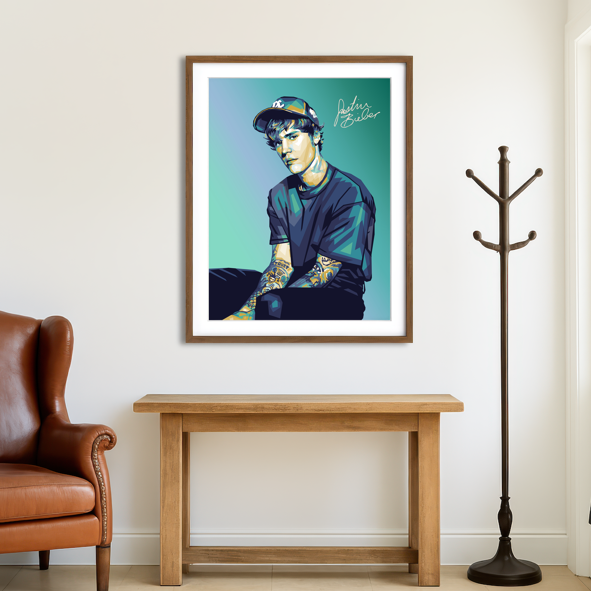 AUTO-MOCKUP ROOM | Justin Wearing A Cap Wall Art