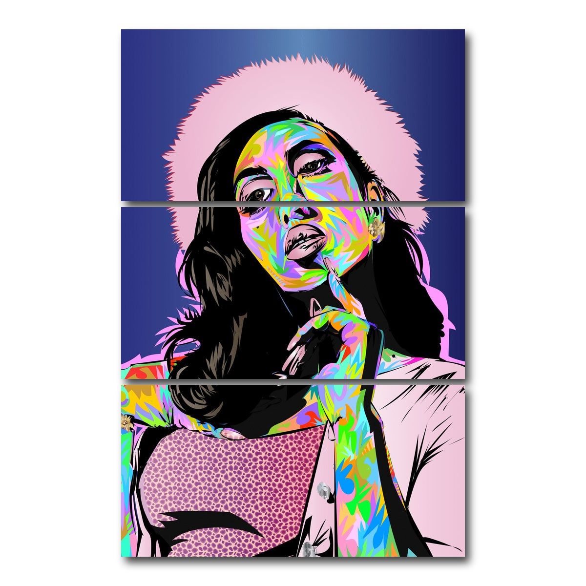 AUTO-MOCKUP WHITE | KALI Uchis | 3 Piece | Gallery Wrap Canvas | group=12x24_stacked