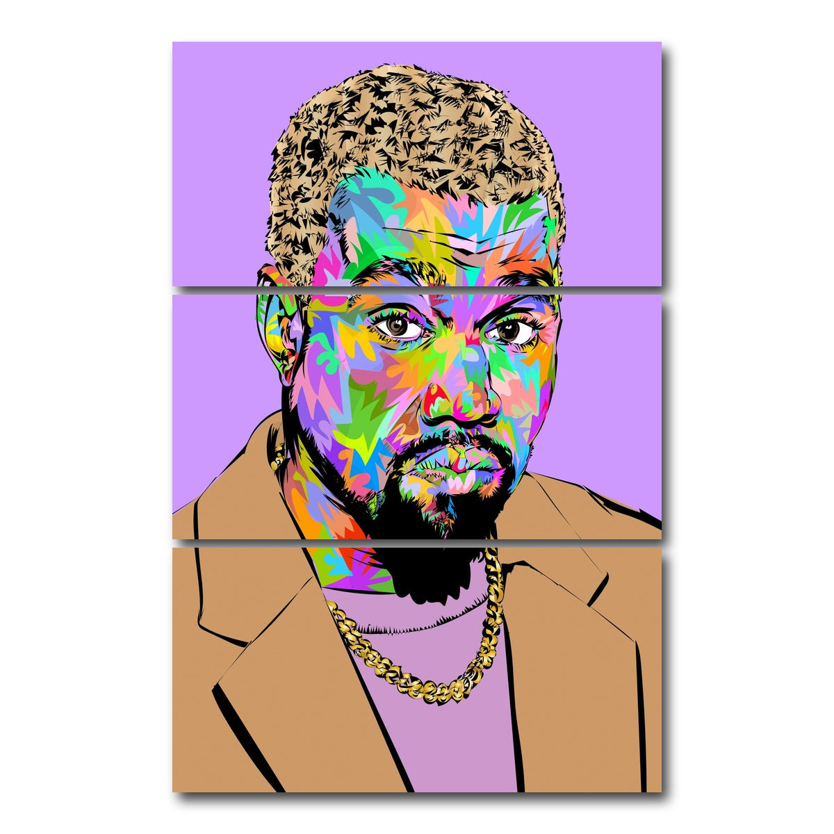 AUTO-MOCKUP WHITE | KANYE WEST | 3 Piece | Gallery Wrap Canvas | group=12x24_stacked