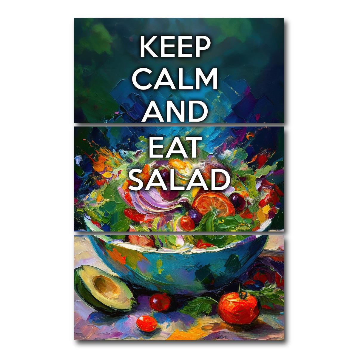 AUTO-MOCKUP WHITE | KEEP CALM EAT SALAD | 3 Piece | Gallery Wrap Canvas | group=12x24_stacked