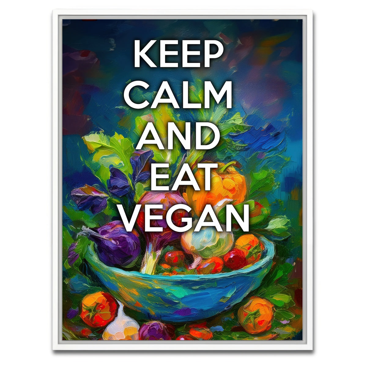AUTO-MOCKUP WHITE | KEEP CALM EAT VEGAN | 1 Piece | White Framed Canvas | group=3x4