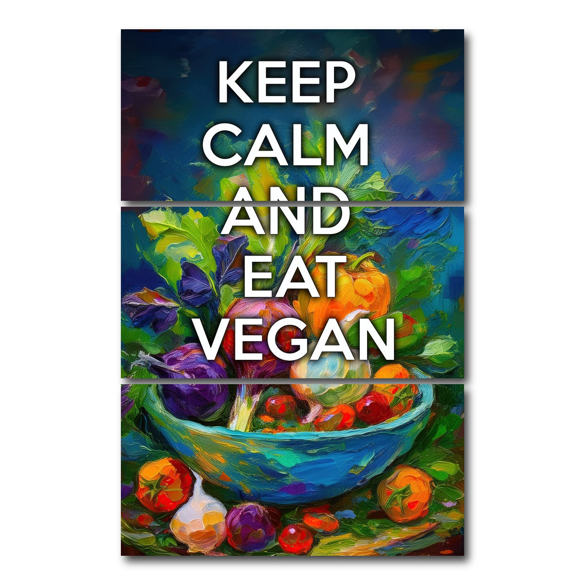 AUTO-MOCKUP WHITE | KEEP CALM EAT VEGAN | 3 Piece | Gallery Wrap Canvas | group=12x24_stacked