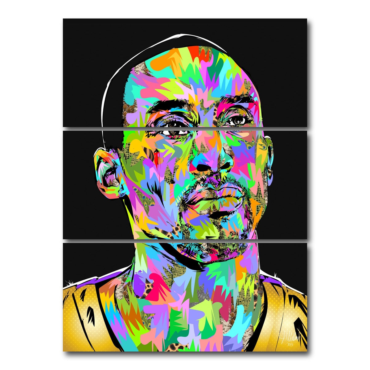 AUTO-MOCKUP WHITE | KOBE PORTRAIT BLACK | 3 Piece | Gallery Wrap Canvas | group=8x18_stacked