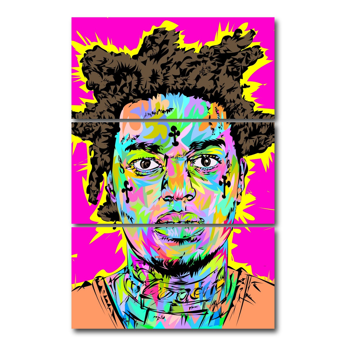 AUTO-MOCKUP WHITE | KODACK BLACK | 3 Piece | Gallery Wrap Canvas | group=12x24_stacked