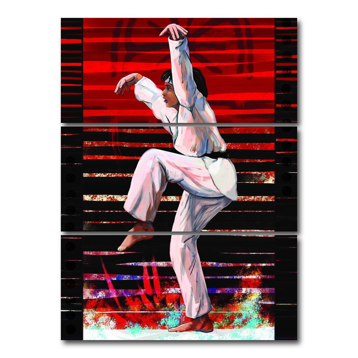 AUTO-MOCKUP WHITE | Karate Kid | 3 Piece | Gallery Wrap Canvas | group=8x18_stacked