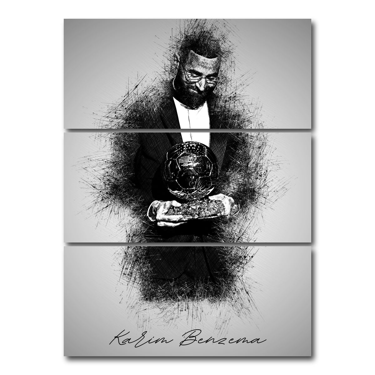 AUTO-MOCKUP WHITE | Karim Benzema | 3 Piece | Gallery Wrap Canvas | group=8x18_stacked