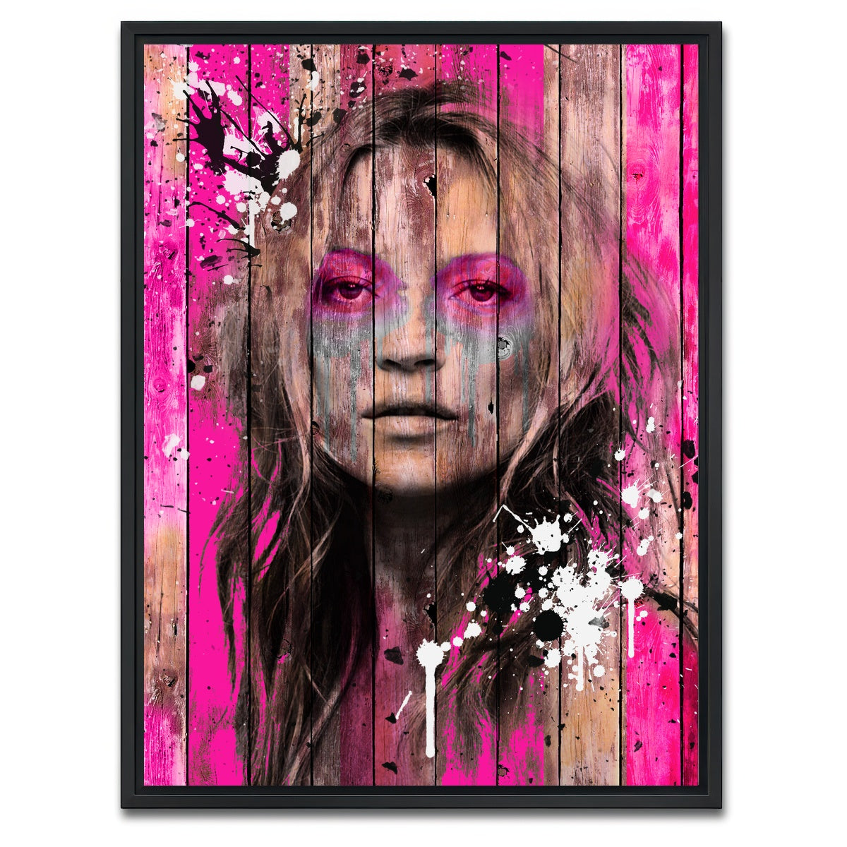 AUTO-MOCKUP WHITE | Kate Moss Wood | 1 Piece | Black Framed Canvas | group=3x4