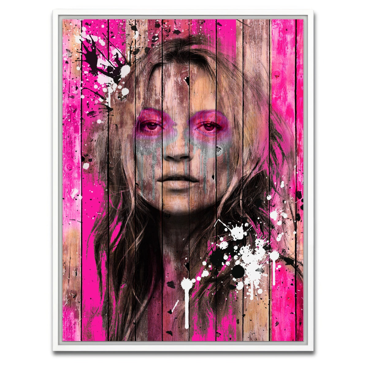 AUTO-MOCKUP WHITE | Kate Moss Wood | 1 Piece | White Framed Canvas | group=3x4