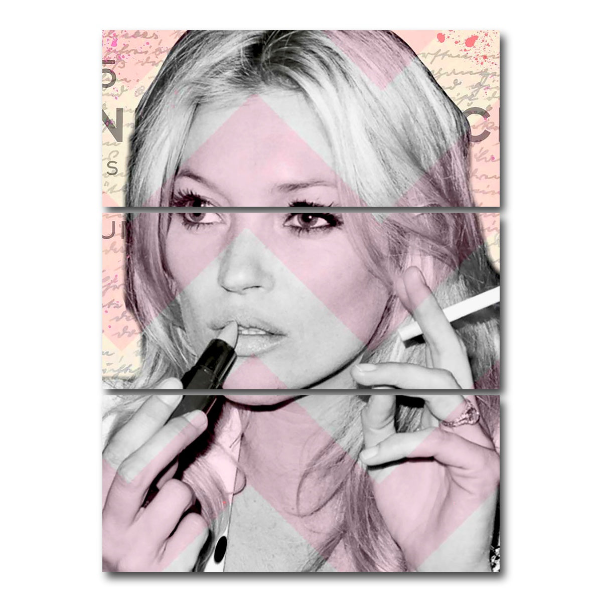 AUTO-MOCKUP WHITE | Kate Moss | 3 Piece | Gallery Wrap Canvas | group=8x18_stacked